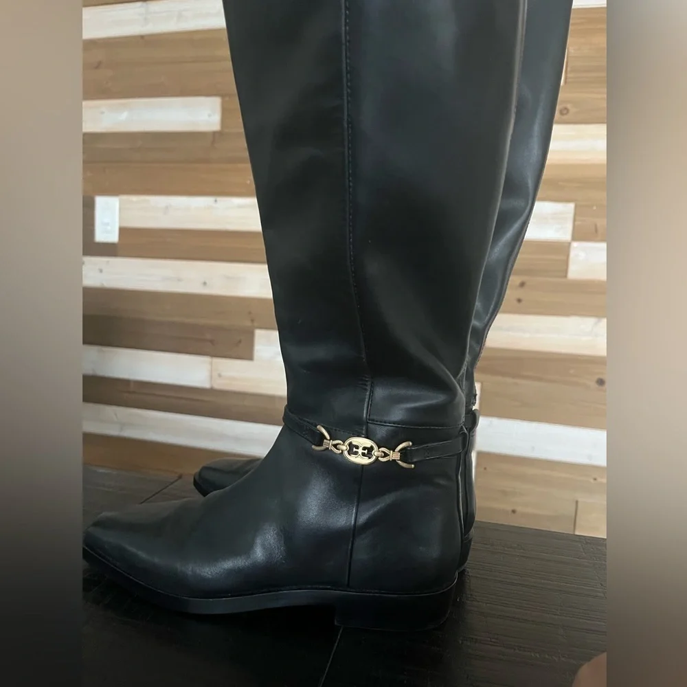 Sam Edelman Clive Black Black Leather Square Toe Tall Boot SZ 6 - Picture 3 of 8
